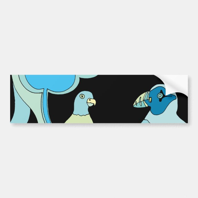 Autocollant De Voiture Oiseaux lunaires (Devant)
