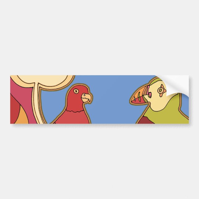 Autocollant De Voiture Oiseaux lunaires (Devant)