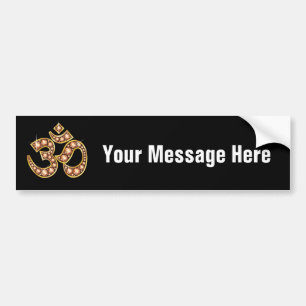 Autocollant De Voiture Om Symbole with Amber ou Topaz Stones