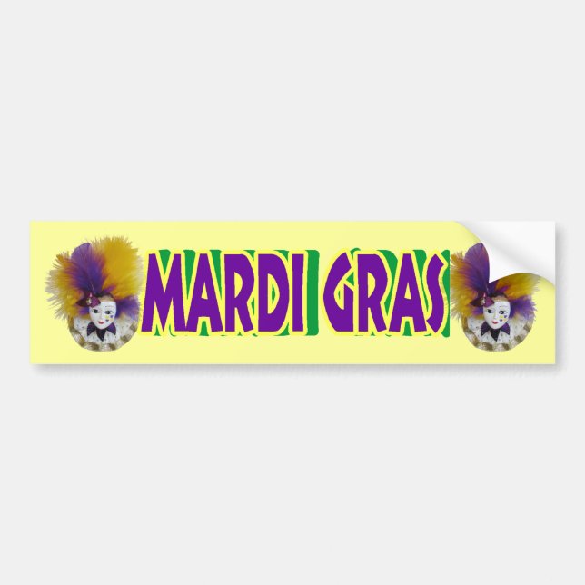Autocollant De Voiture Or Tulle de masque de mardi gras (Devant)