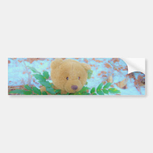 Autocollant De Voiture Ours de nounours dans le houx, ciel bleu
