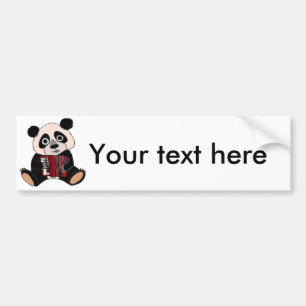 Autocollant De Voiture Ours panda drôle jouant l'accordéon