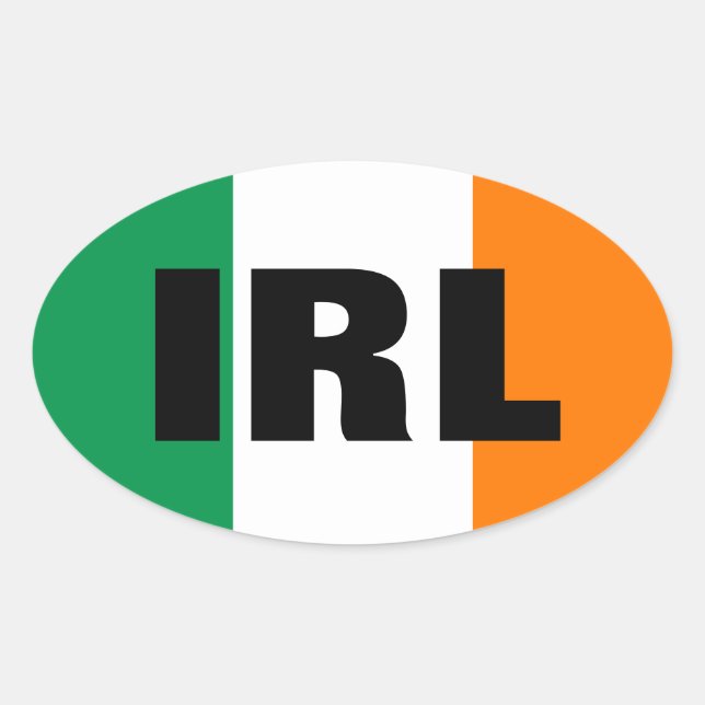 Autocollant de voiture Oval IRL avec drapeau irlan (Devant)