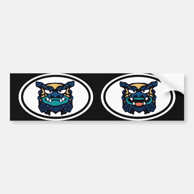 Autocollant De Voiture Paires bleues de Shisa (Devant)