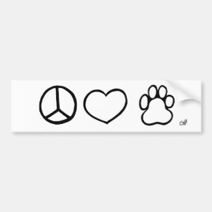 Autocollant De Voiture Paix, amour, chiens