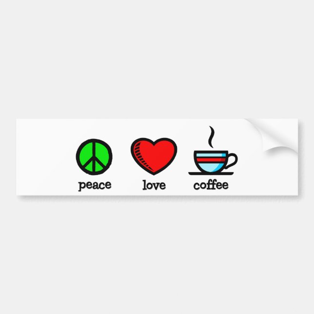 Autocollant De Voiture Paix, amour et café - adhésif pour pare-chocs (Devant)