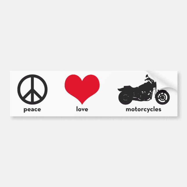 Autocollant De Voiture Paix • Amour • Motos (Devant)