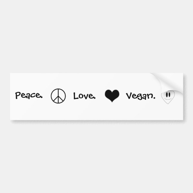 Autocollant De Voiture Paix, amour, végétalien (Devant)