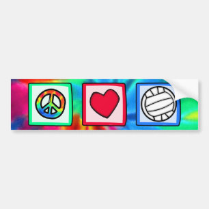 Autocollant De Voiture Paix, amour, volleyball