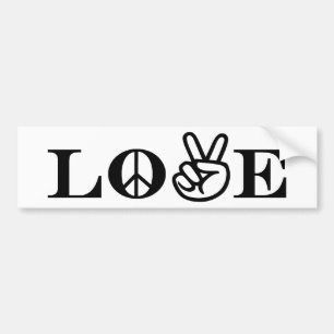 AUTOCOLLANT DE VOITURE PAIX ET AMOUR