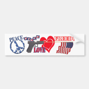 AUTOCOLLANT DE VOITURE PAIX (PIÈCE) AIMER LA LIBERTÉ (DRAPEAU) BÂTIMENT