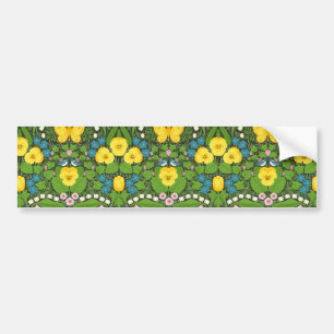 Autocollant De Voiture Pansies jaunes, oiseaux et papillons