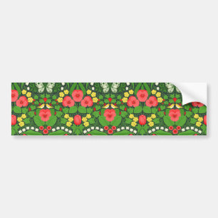Autocollant De Voiture Pansies rouges, oiseaux et papillons