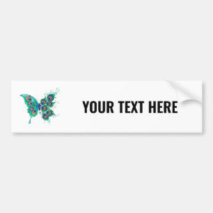 Autocollant De Voiture Papillon aux plumes de paon vert