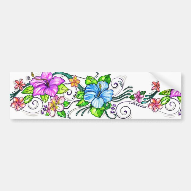 Autocollant De Voiture Papillon floral (Devant)