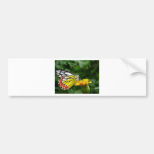 Autocollant De Voiture Papillon jaune et rouge sur Fleur Jaune