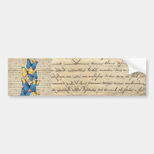 Autocollant De Voiture Papillons bleu et jaune (Devant)
