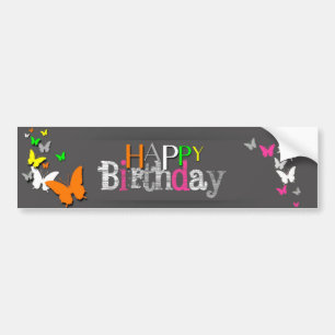 Autocollant De Voiture Papillons néon Joyeux Anniversaire - Sticker pare-