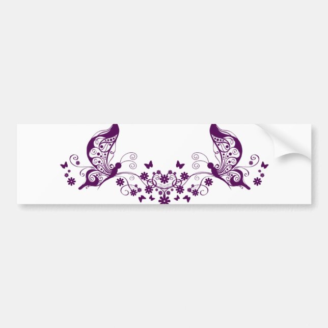 Autocollant De Voiture Papillons pourpres (Devant)