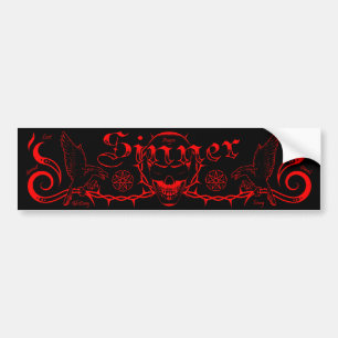 Autocollant De Voiture Pare-chocs de crâne de Sinner (rouge)