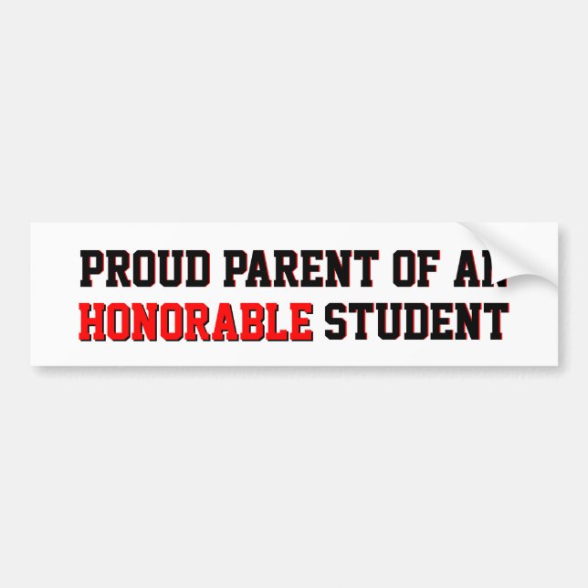 Autocollant De Voiture Parent fier d'un étudiant honorable (Devant)