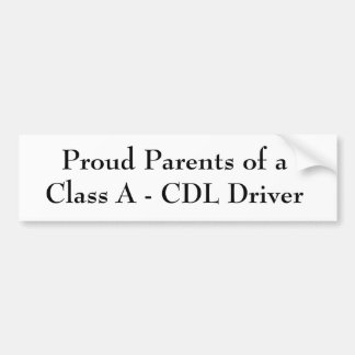 Autocollant De Voiture Parents fiers d'une classe A - conducteur de CDL