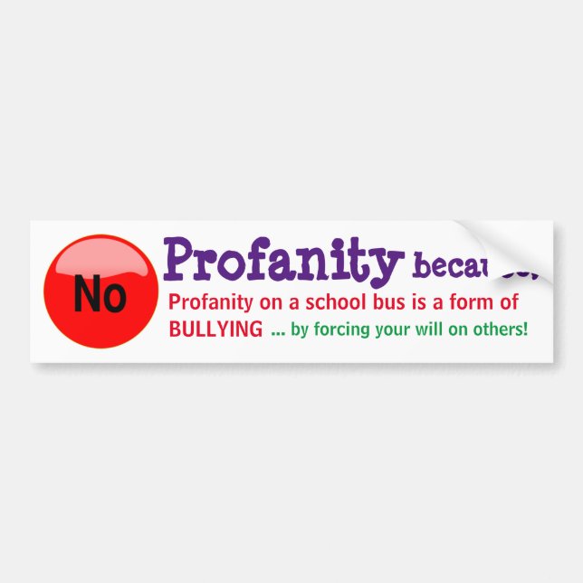 Autocollant De Voiture PAS DE Profanité... - Signe/Sticker/Magnet (Devant)