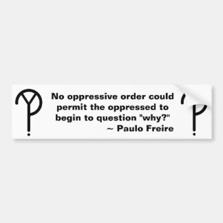 Autocollant De Voiture Paulo Freire pourquoi adhésif pour pare-chocs