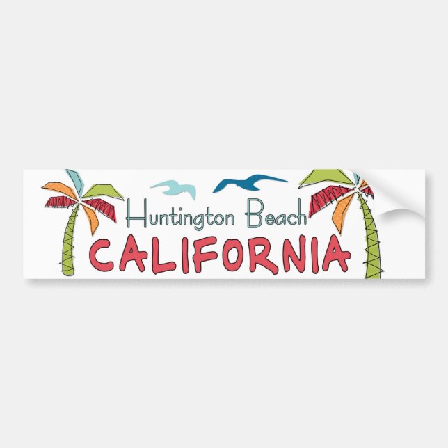 Autocollant De Voiture Paumes de Huntington Beach la Californie (Devant)