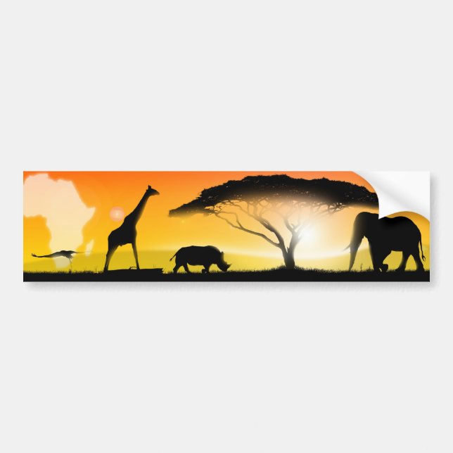 Autocollant De Voiture Paysage d'Africain d'illustration (Devant)