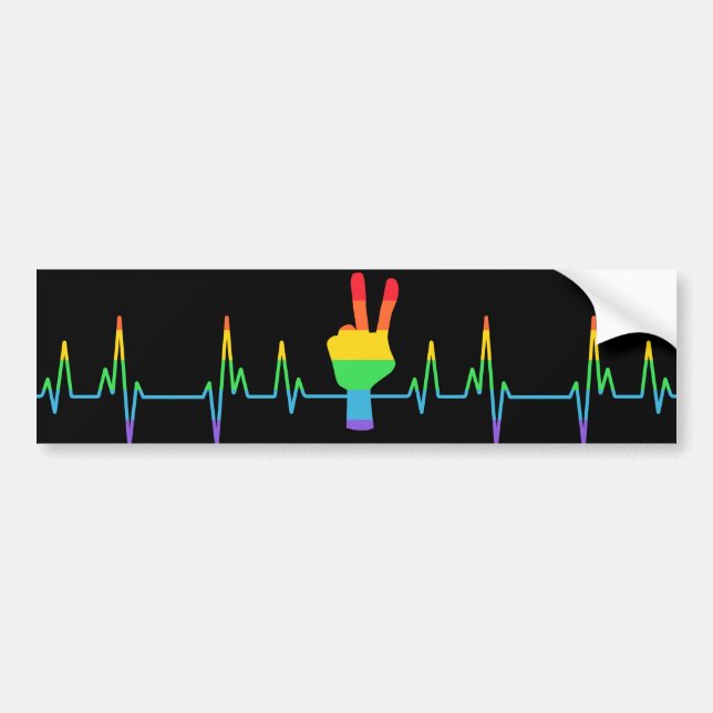 Autocollant De Voiture Peace Gay Hearbeat LGBT (Devant)