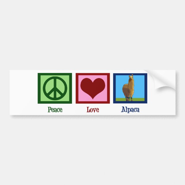 Autocollant De Voiture Peace Love Alpaca (Devant)