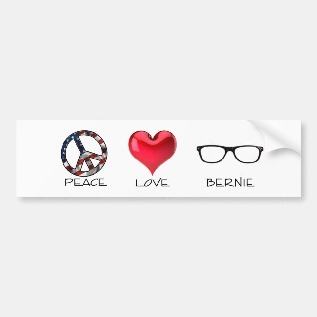 Autocollant De Voiture Peace Love Bernie (Devant)