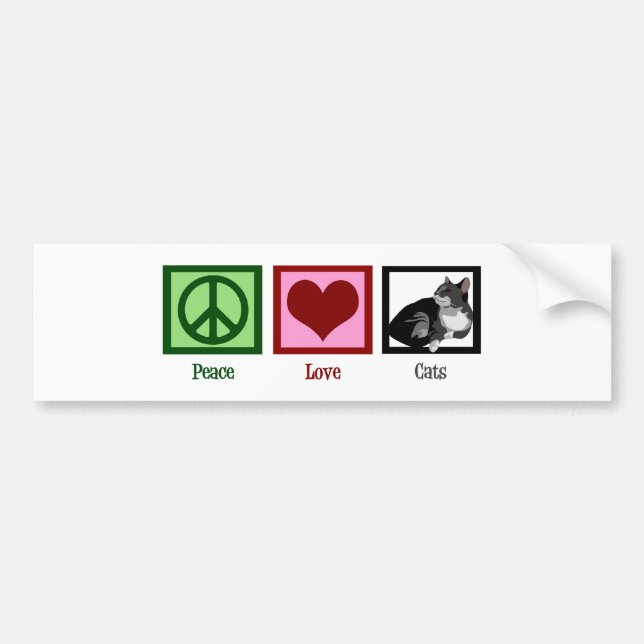 Autocollant De Voiture Peace Love Cats mignonne (Devant)