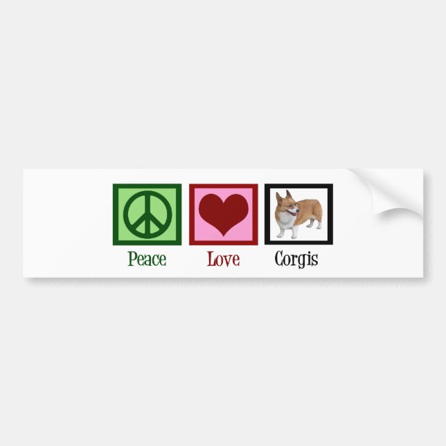 Autocollant De Voiture Peace Love Corgi photo (Devant)