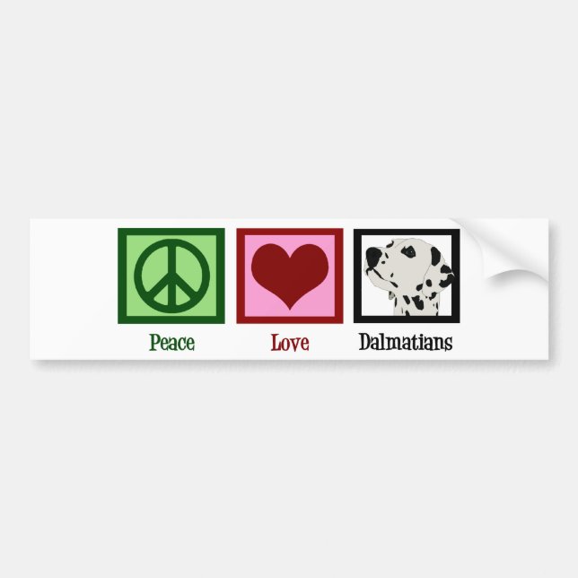 Autocollant De Voiture Peace Love Dalmatiens (Devant)