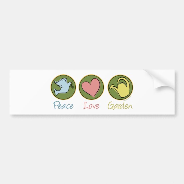 Autocollant De Voiture Peace Love Gardening (Devant)