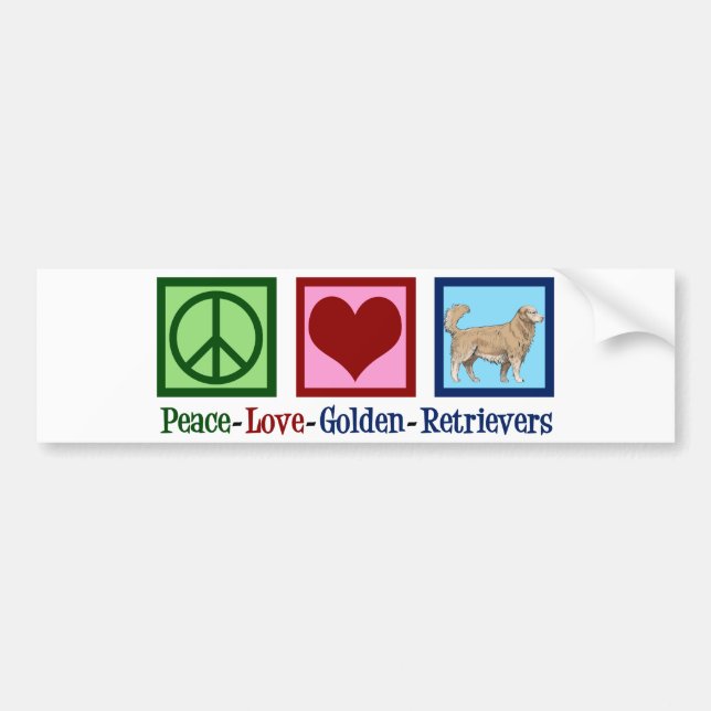 Autocollant De Voiture Peace Love Golden Retrivers (Devant)