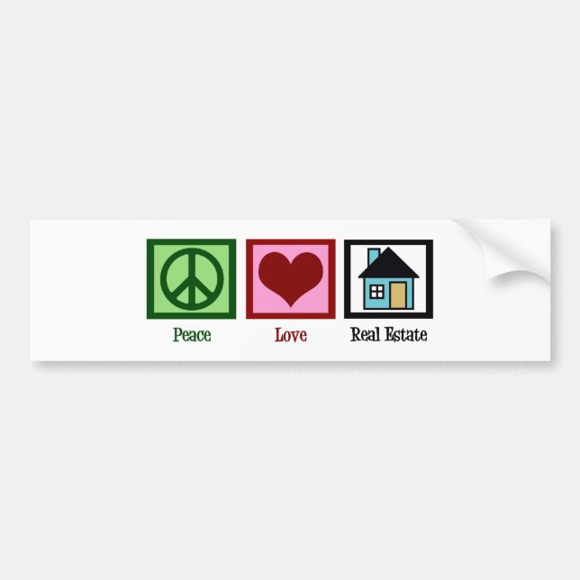 Autocollant De Voiture Peace Love Immobilier (Devant)