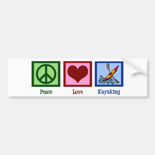 Autocollant De Voiture Peace Love Kayaking (Devant)