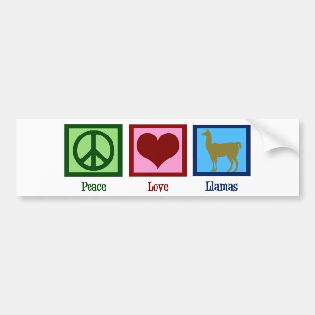 Autocollant De Voiture Peace Love Llamas (Devant)