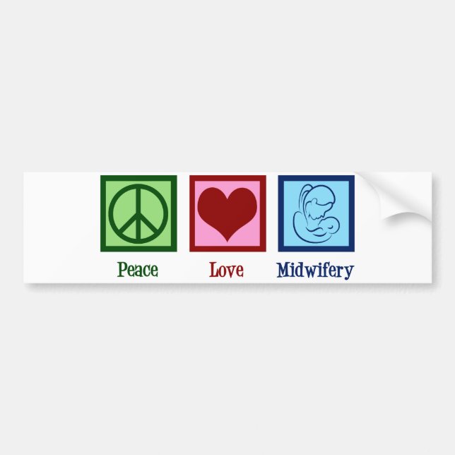 Autocollant De Voiture Peace Love Midwifery mignonne sage-femme (Devant)