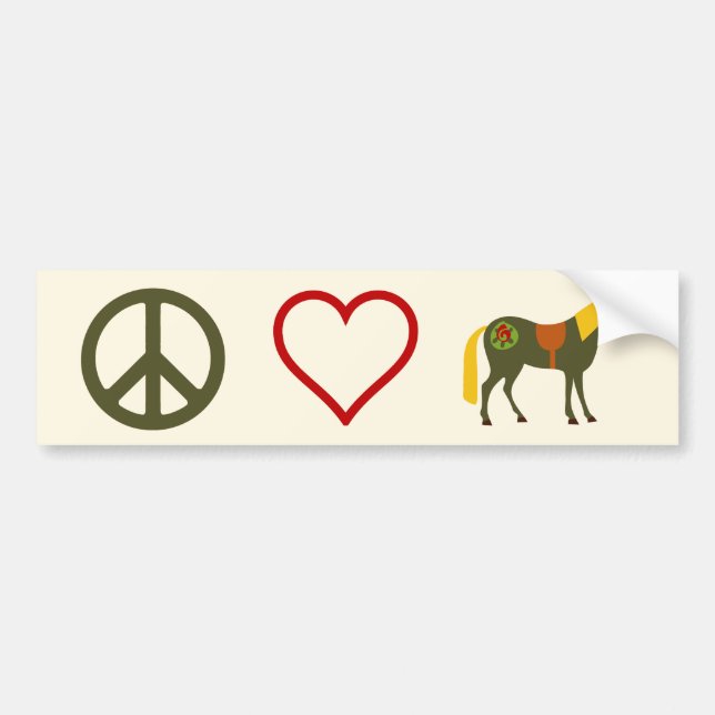 Autocollant De Voiture Peace Love Ponies Horse Bumper Sticker (Devant)