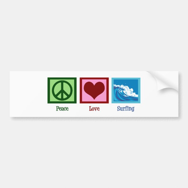 Autocollant De Voiture Peace Love Surfing (Devant)
