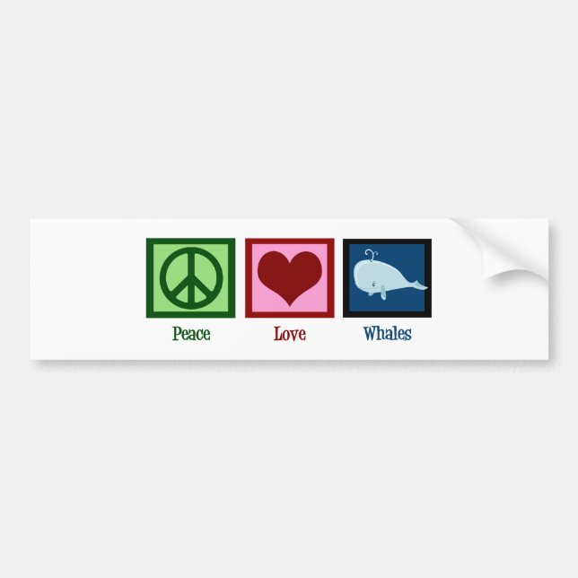 Autocollant De Voiture Peace Love Whales (Devant)