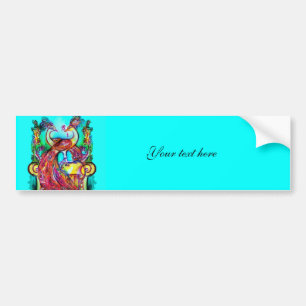 Autocollant De Voiture PEACOCKS IN LOVE MONOGRAM rouge bleu turquoise ver