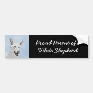 Autocollant De Voiture Peinture blanche de berger - art original mignon