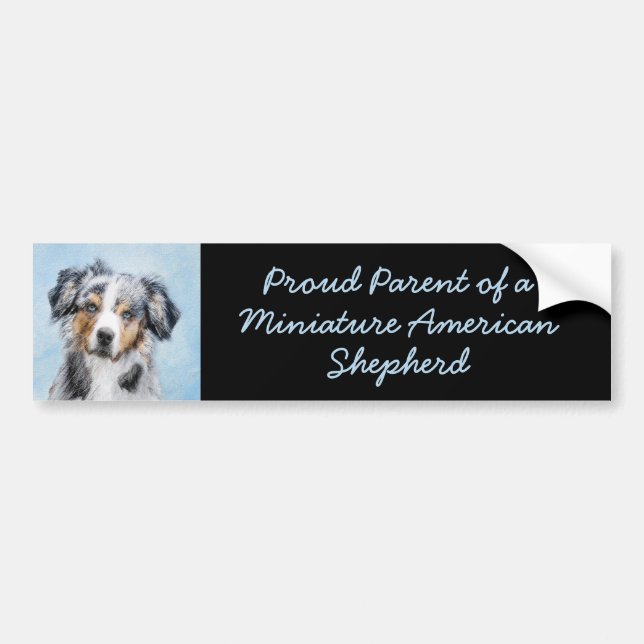 Autocollant De Voiture Peinture de berger américaine miniature - Chien Ar (Devant)