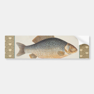 Autocollant De Voiture peinture de pêche de carpe dessin d'eau douce 