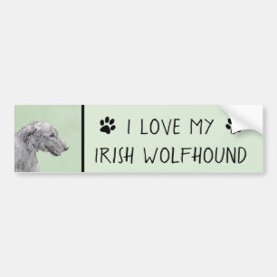 Autocollant De Voiture Peinture de Wolfhound irlandais - Joli art origina